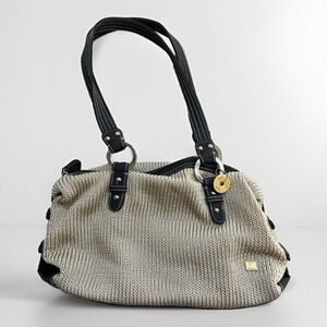 The Sak Knit Baguette Beige Crochet Handbag Shoulder Bag Purse